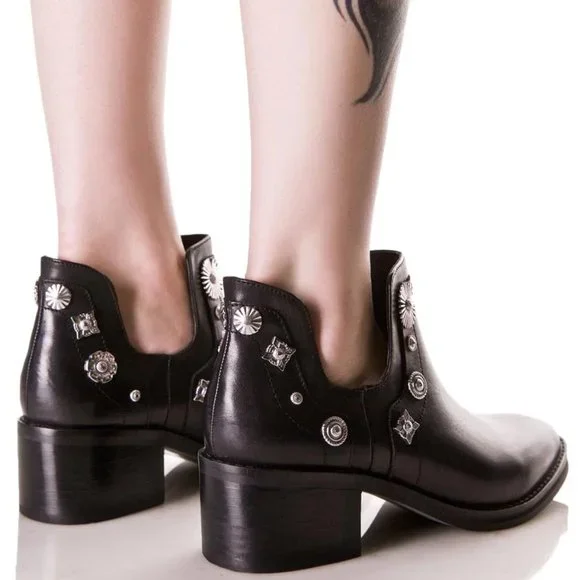 E8 by Miista New Womens Boots Stud Embellished Booties Leather BLACK NIB OCTAVIA - Picture 9 of 17